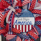 Patriotic Wreath, Summer Wreath, Stars and Stripes, July 4th, Pride, Military, Red, White and blue, Flag Wreath