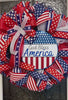 Patriotic Wreath, Summer Wreath, Stars and Stripes, July 4th, Pride, Military, Red, White and blue, Flag Wreath