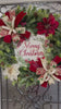 Christmas Wreath for your door, Traditional evergreen holiday decorations, Poinsettia red and white Christmas decor