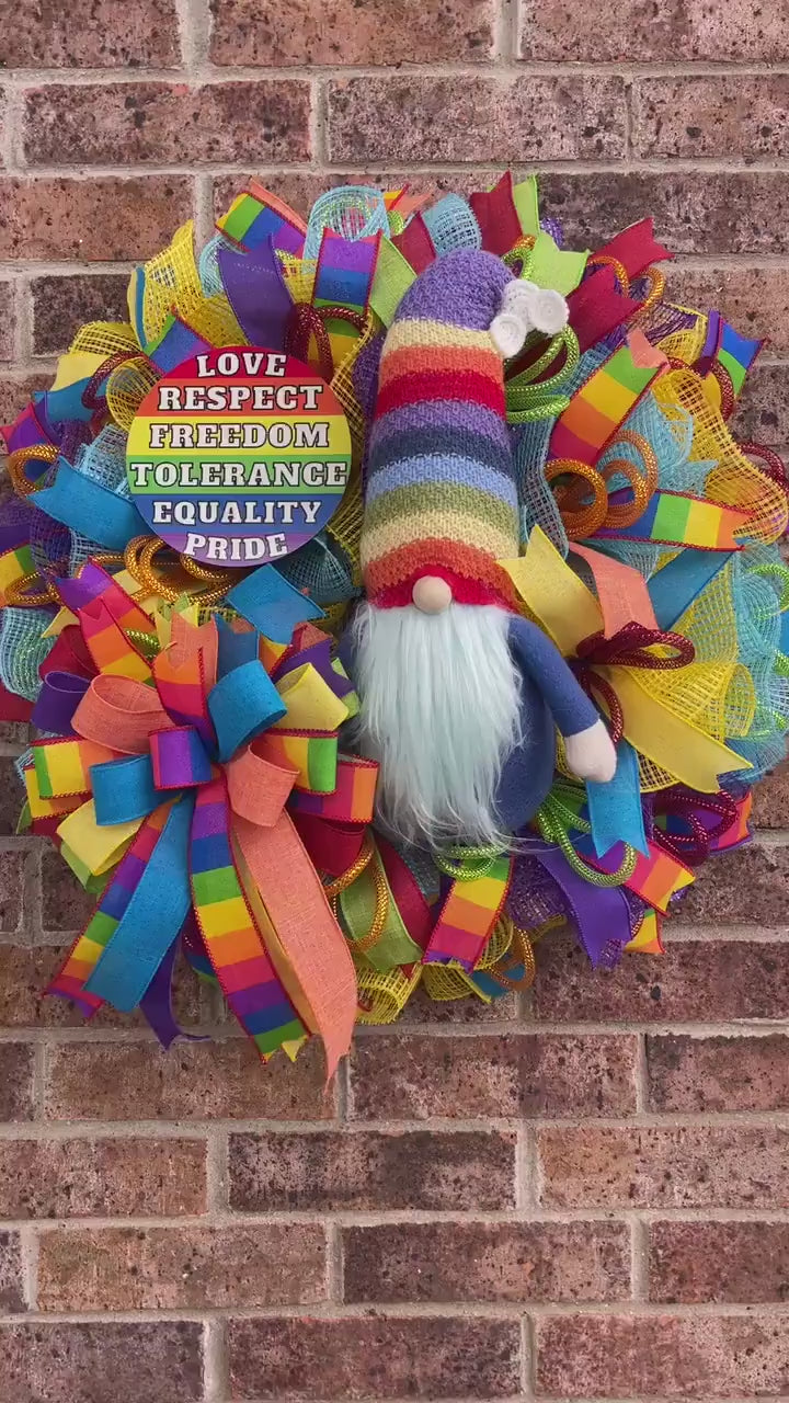 Gay Pride Wreath, LGBTQ Wreath, LGBTQIA Wreath, Rainbow Wreath, Everyday Wreath, Summer Decor, Spring Decor