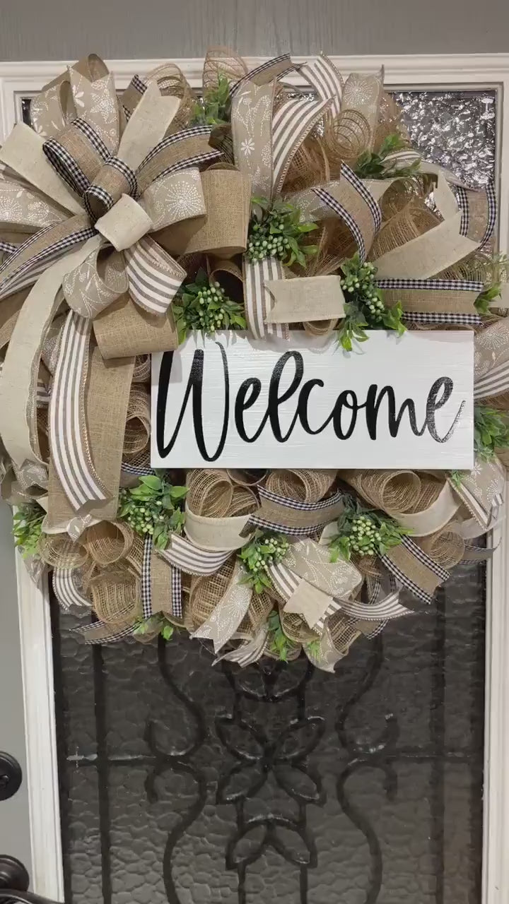 Neutral Wreath For Your Door, Everyday Wreath, Hobo Wreath, Natural Home Decor, Spring Decor