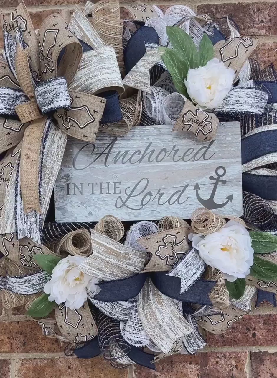Spiritual Wreath, Inspirations Wreath, Anchored In The Lord Wreath, Home Decor,