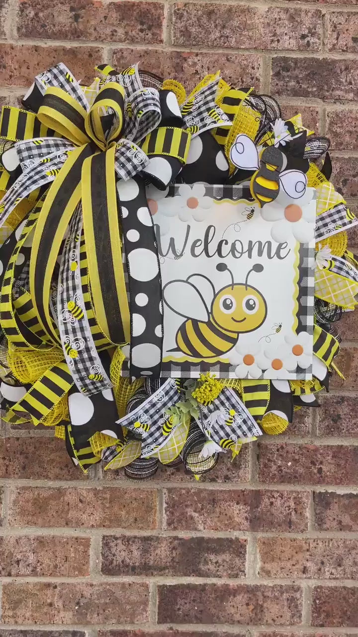 Bee Wreath, Summer Wreath, Spring Wreath, Everyday Wreath, Summer Decor, Spring Decor