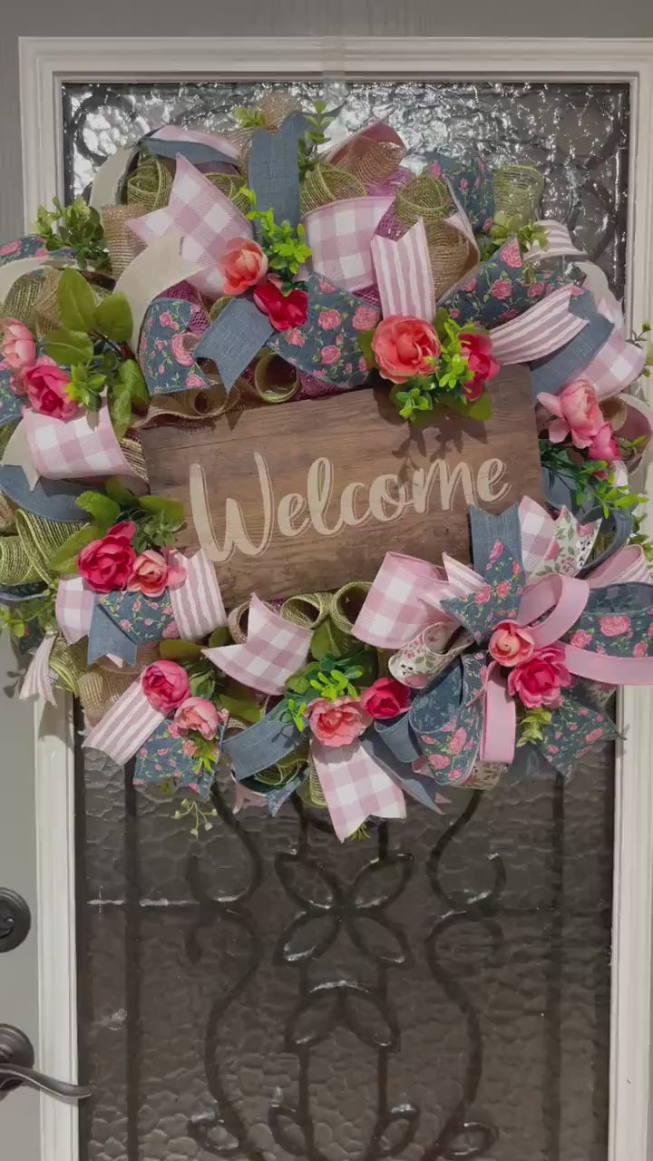 Welcome Wreath For Your Door, Spring Floral Wreath, Mother’s Day Wreath, Spring Decor