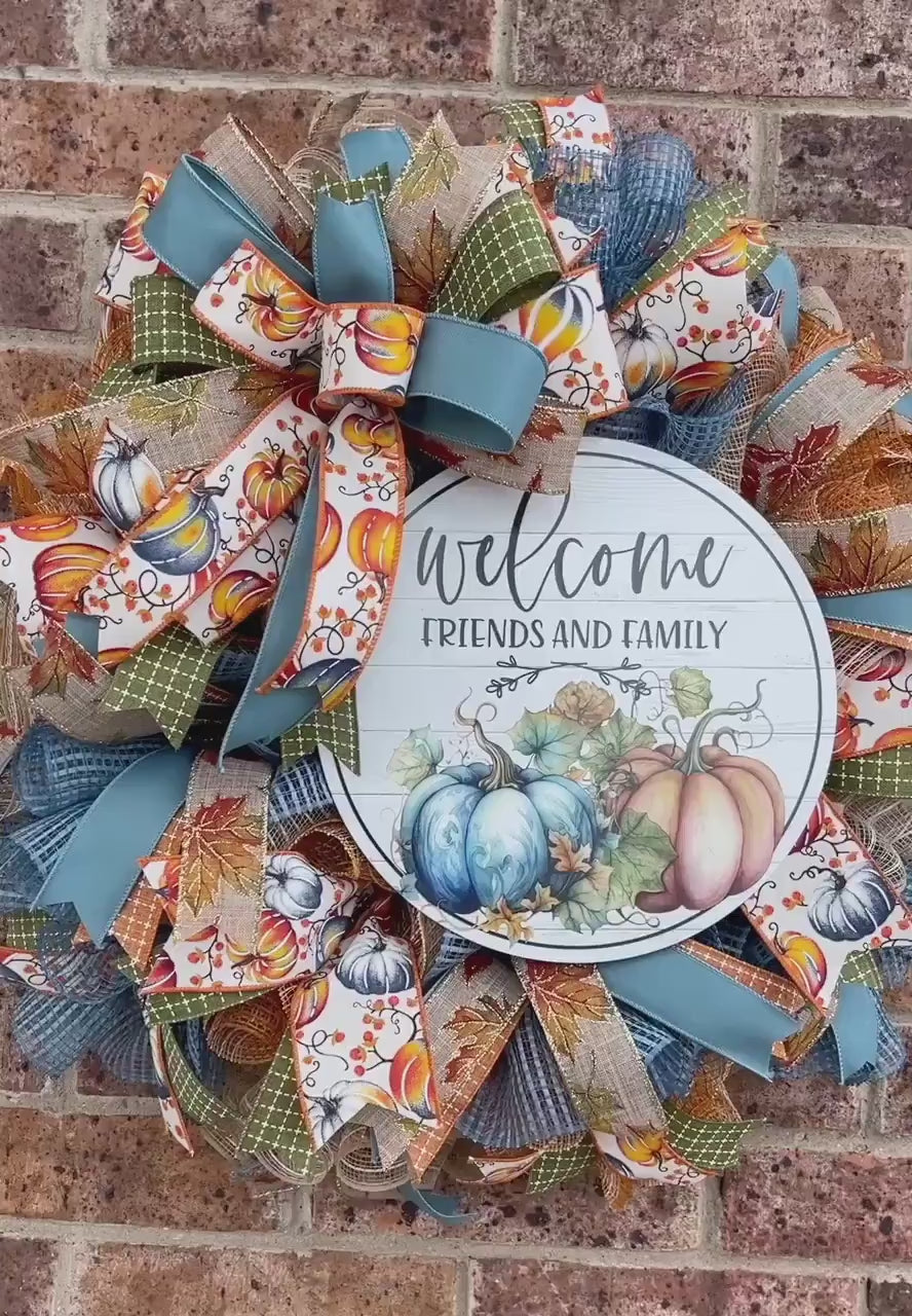 Fall Wreath, Welcome Friends and Family Fall Wreath, Fall Porch Decorations